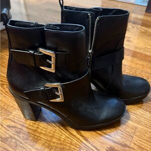 Michael Kors Black Heeled Boots with Buckle Detail